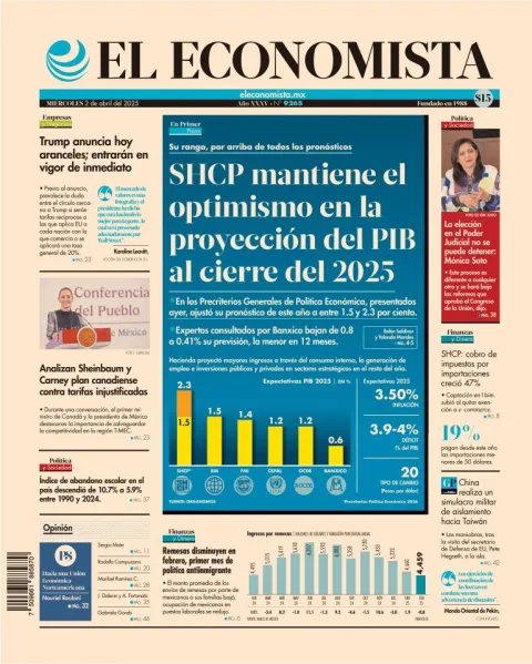 Portada de El Economista del miércoles, 2 de abril de 2025