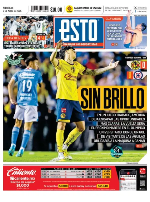Portada de Esto del miércoles, 2 de abril de 2025