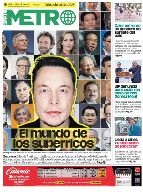 Portada de Publimetro Merida del miércoles, 2 de abril de 2025