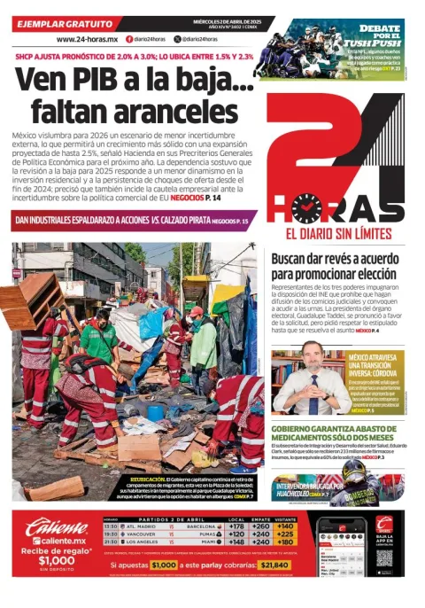 Portada de 24 Horas del miércoles, 2 de abril de 2025
