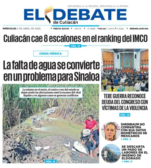 Portada de El Debate de Culiacan del miércoles, 2 de abril de 2025