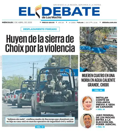 Portada de El Debate de los Mochis del miércoles, 2 de abril de 2025