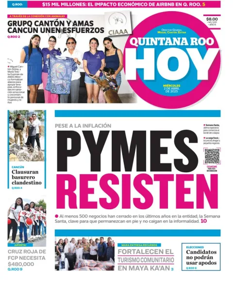 Portada de Quintana Roo Hoy del miércoles, 2 de abril de 2025
