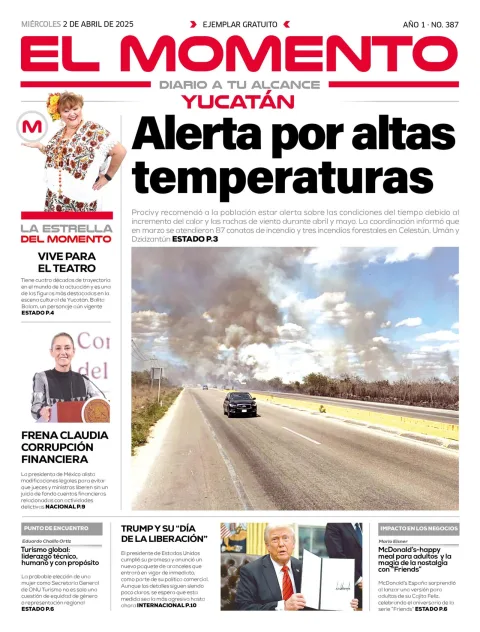 Portada de El Momento Yucatan del miércoles, 2 de abril de 2025