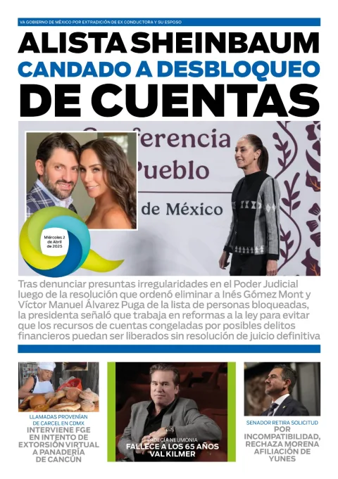 Portada de El Quintana Roo (contraportada) del miércoles, 2 de abril de 2025