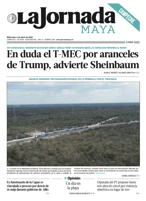 Portada de La Jornada Maya Campeche del miércoles, 2 de abril de 2025