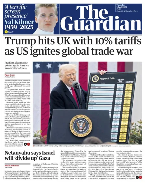 Portada de The Guardian (reino Unido)