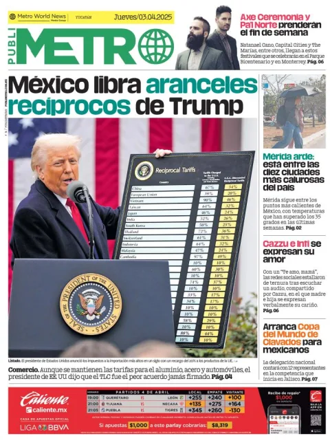 Portada de Publimetro Merida del jueves, 3 de abril de 2025