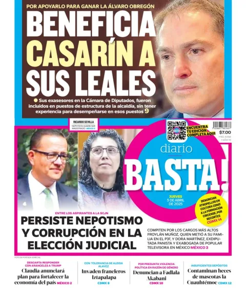 Portada de Basta del jueves, 3 de abril de 2025