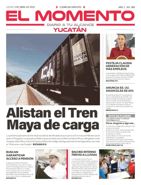 Portada de El Momento Yucatan del jueves, 3 de abril de 2025