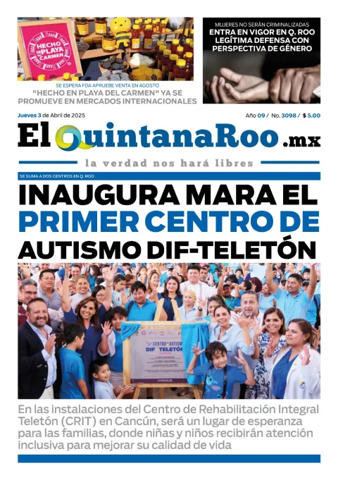 Portada de El Quintana Roo (portada) del jueves, 3 de abril de 2025