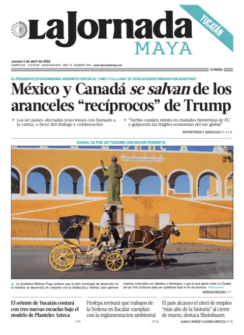 Portada de La Jornada Maya Yucatán del jueves, 3 de abril de 2025