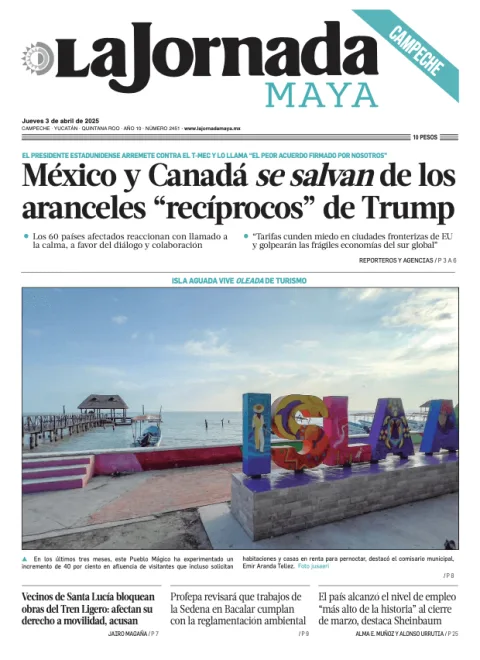 Portada de La Jornada Maya Campeche del jueves, 3 de abril de 2025