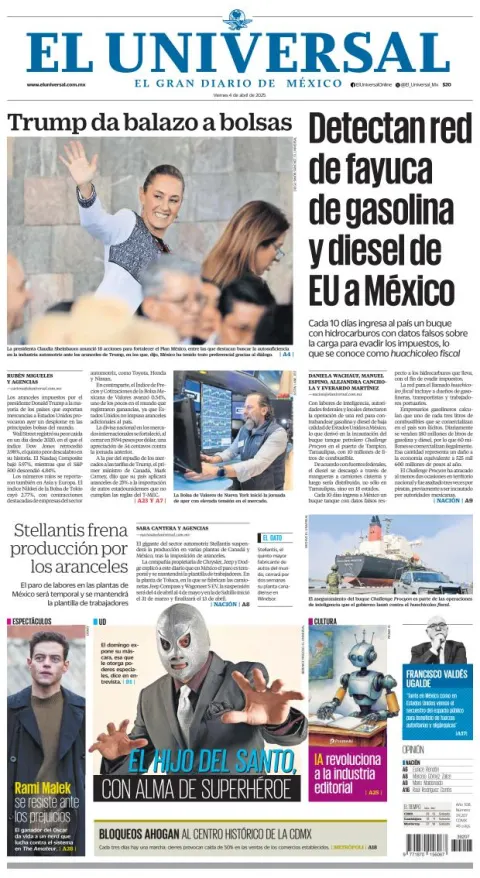 Portada de El Universal