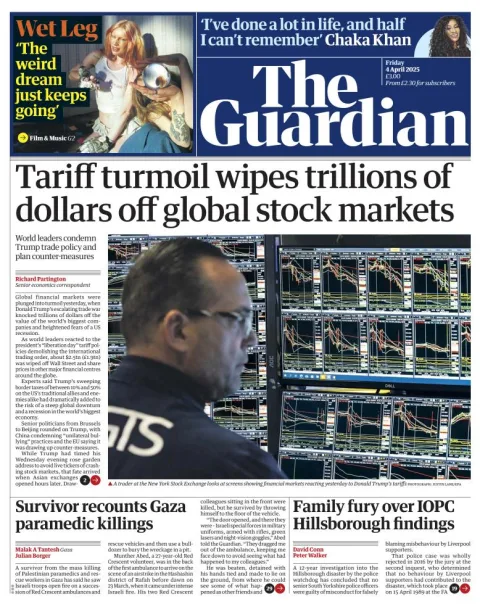 Portada de The Guardian (reino Unido)