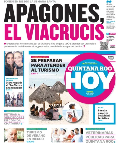 Portada de Quintana Roo Hoy del viernes, 4 de abril de 2025