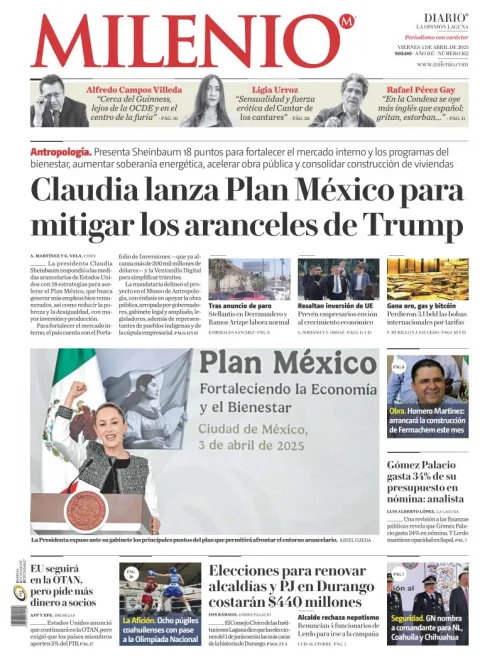 Portada de Milenio Laguna del viernes, 4 de abril de 2025