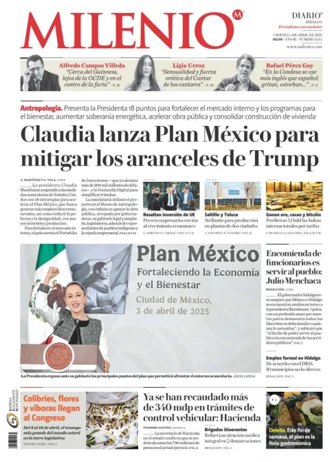 Portada de Milenio Hidalgo del viernes, 4 de abril de 2025