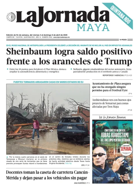 Portada de La Jornada Maya Quintana Roo