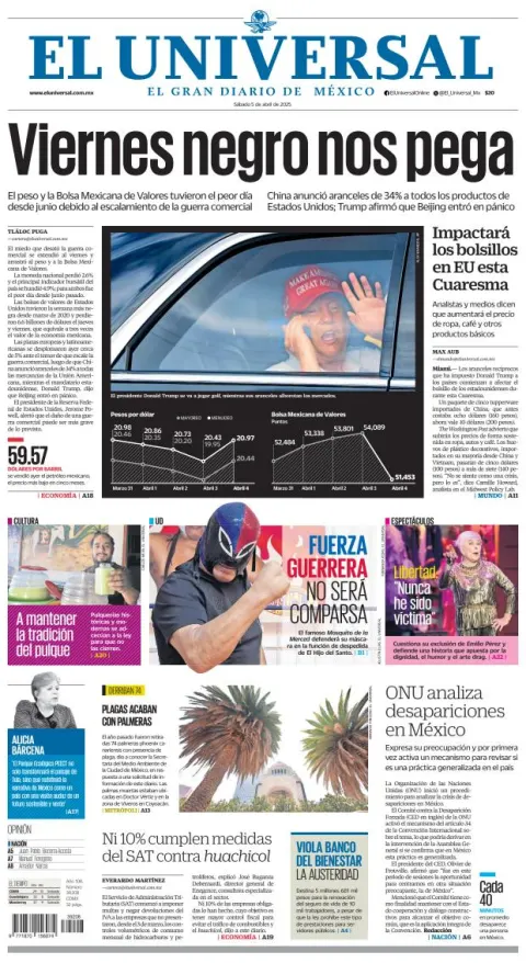 Portada de El Universal