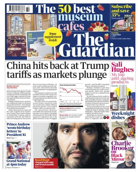 Portada de The Guardian (reino Unido)