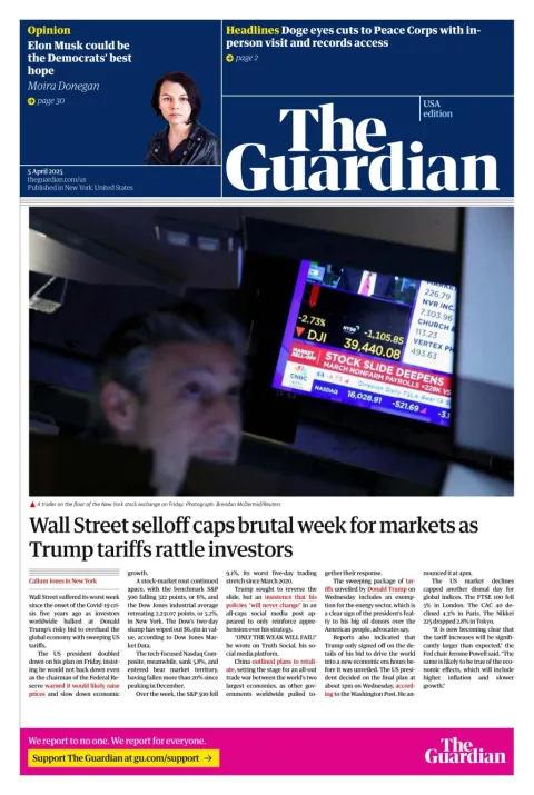 Portada de The Guardian (usa)