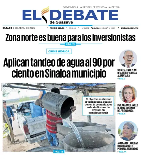 Portada de El Debate de Guasave del sábado, 5 de abril de 2025