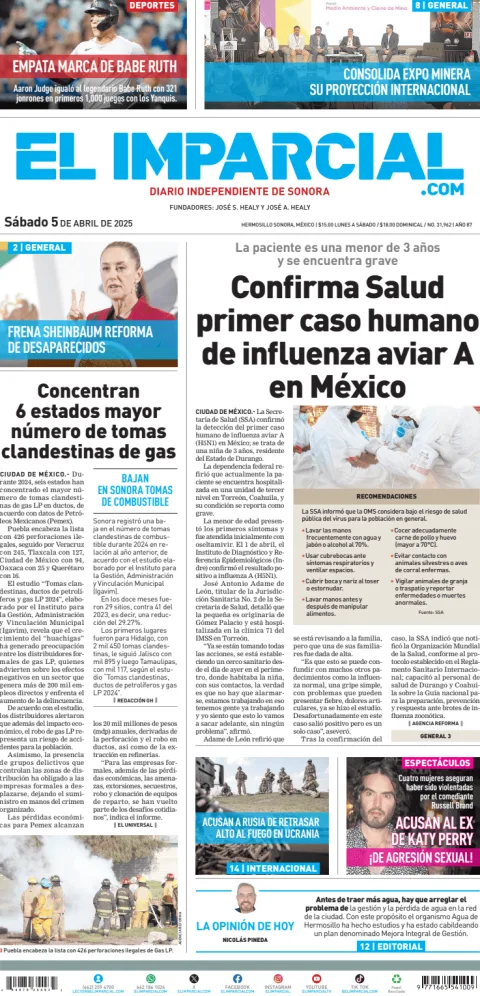 Portada de El Imparcial del sábado, 5 de abril de 2025