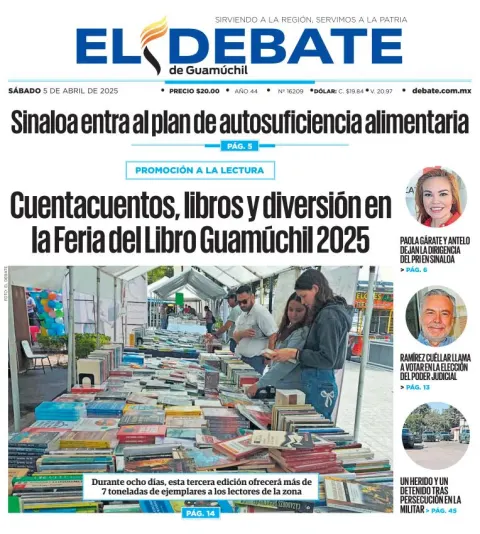 Portada de El Debate de Guamuchil del sábado, 5 de abril de 2025