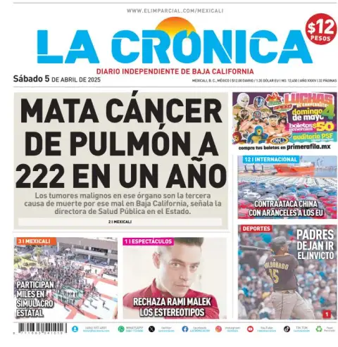 Portada de La Cronica del sábado, 5 de abril de 2025