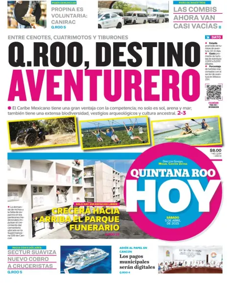 Portada de Quintana Roo Hoy del sábado, 5 de abril de 2025