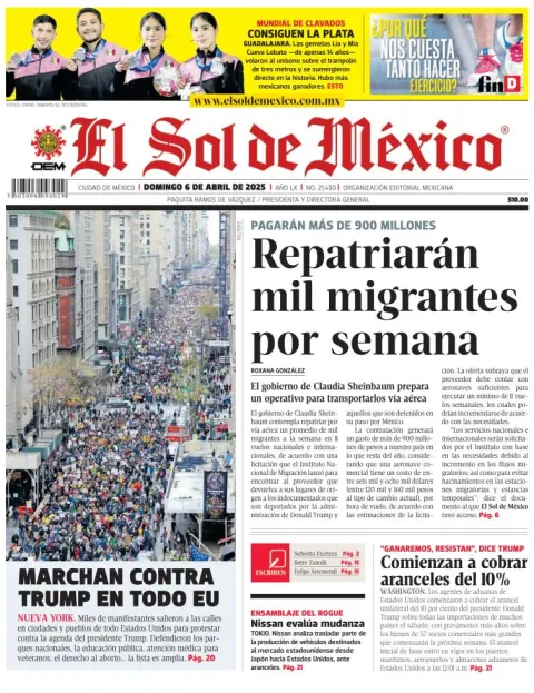 Portada de El Sol de Mexico