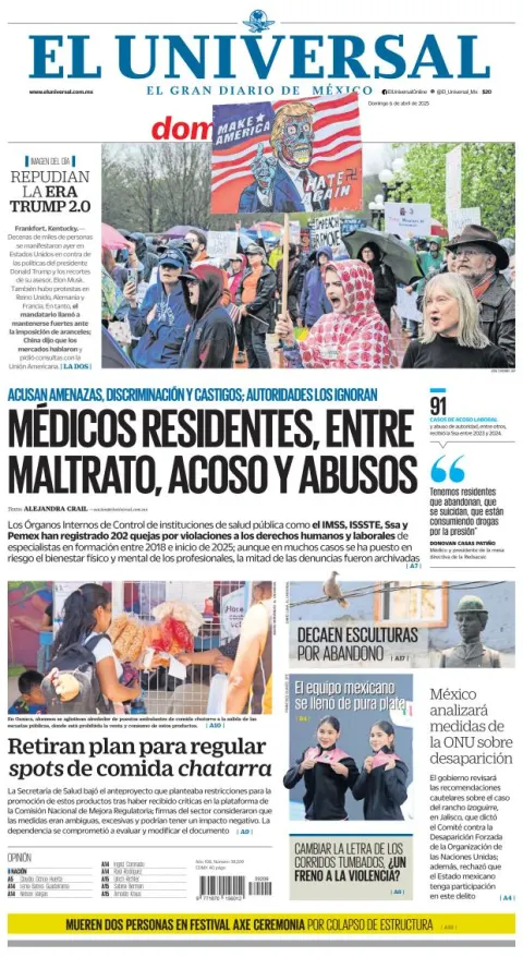 Portada de El Universal