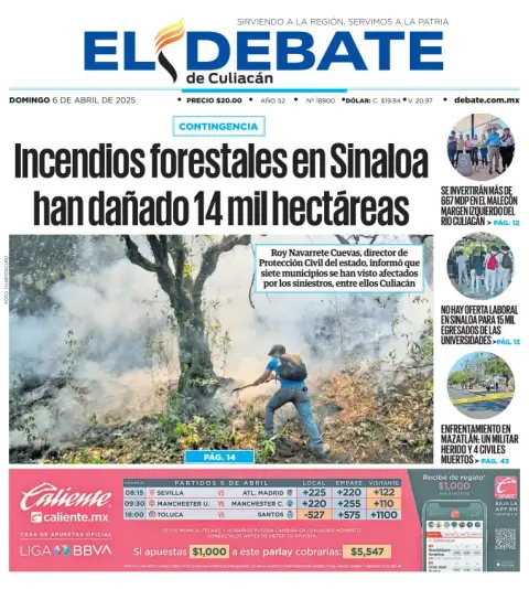 Portada de El Debate de Culiacan