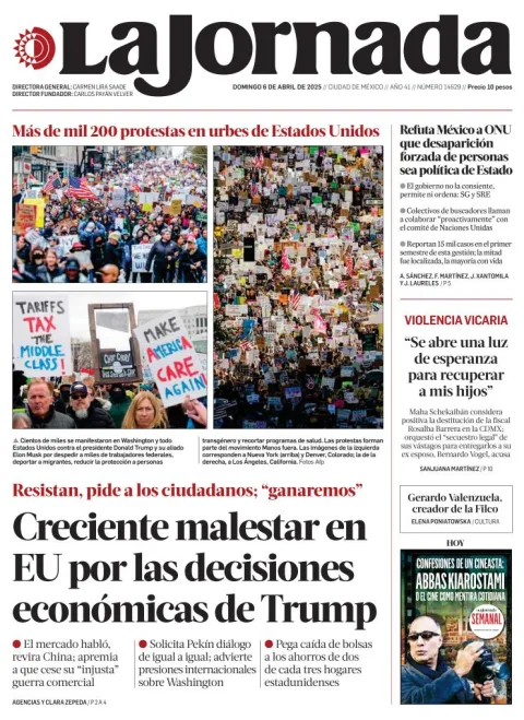 Portada de La Jornada