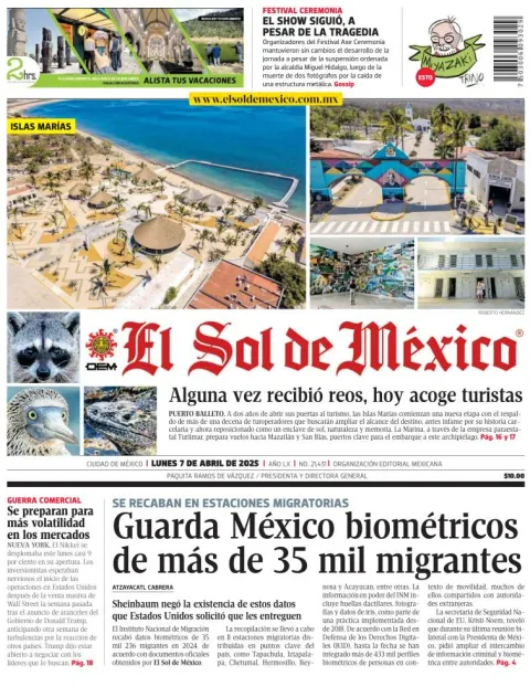 Portada de El Sol de Mexico
