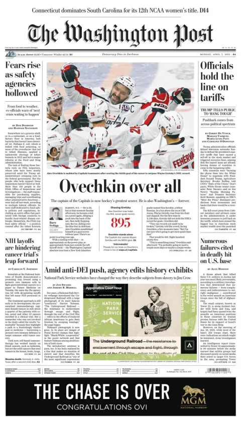 Portada de The Washington Post