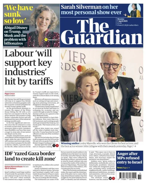 Portada de The Guardian (reino Unido)