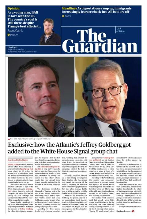 Portada de The Guardian (usa) del lunes, 7 de abril de 2025