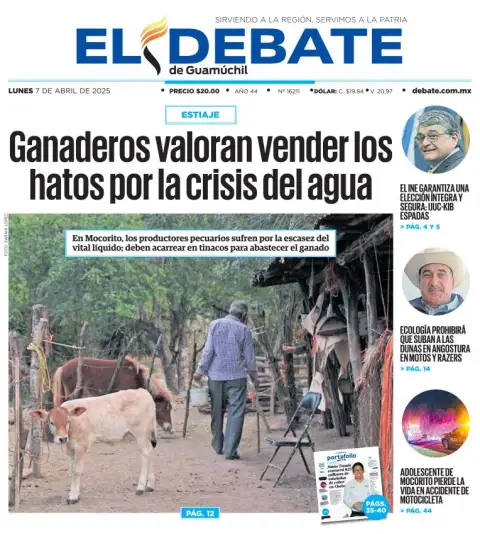 Portada de El Debate de Guamuchil del lunes, 7 de abril de 2025