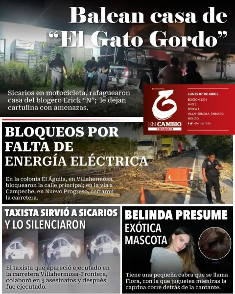 Portada de En Cambio - Tabasco (contraportada) del lunes, 7 de abril de 2025