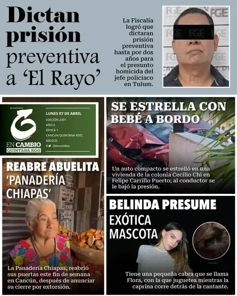 Portada de En Cambio - Quintana Roo (contraportada) del lunes, 7 de abril de 2025