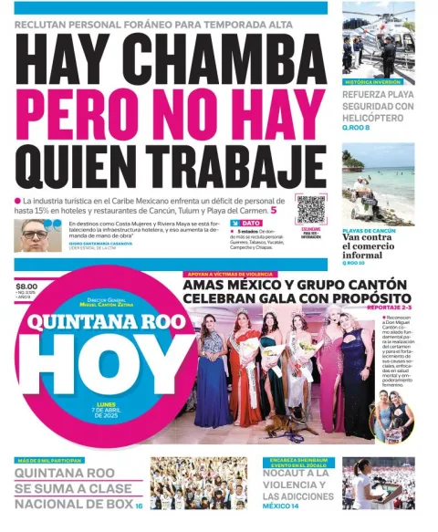 Portada de Quintana Roo Hoy del lunes, 7 de abril de 2025