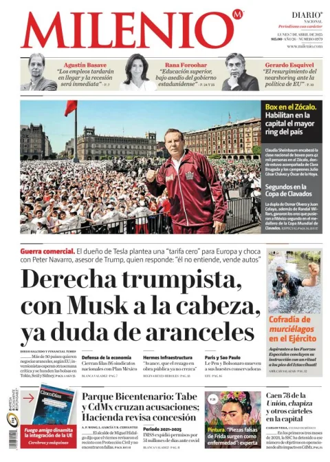 Portada de Milenio del lunes, 7 de abril de 2025