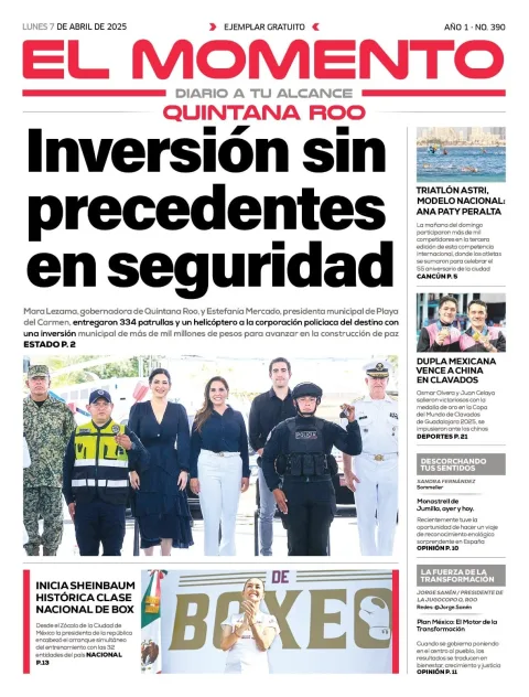 Portada de El Momento Quintana Roo del lunes, 7 de abril de 2025