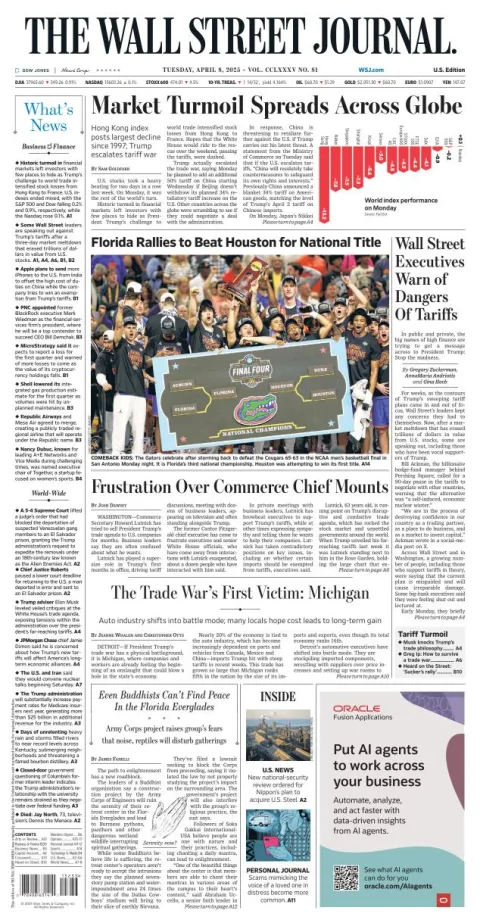 Portada de The Wall Street Journal