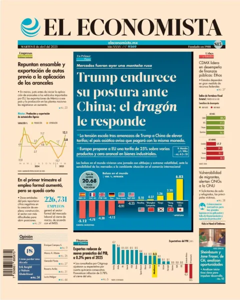Portada de El Economista del martes, 8 de abril de 2025