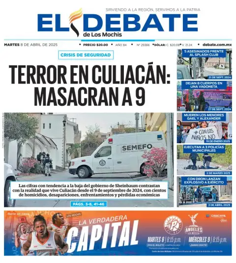 Portada de El Debate de los Mochis del martes, 8 de abril de 2025