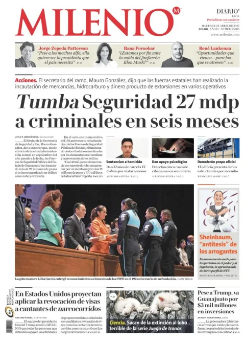 Portada de Milenio Leon del martes, 8 de abril de 2025