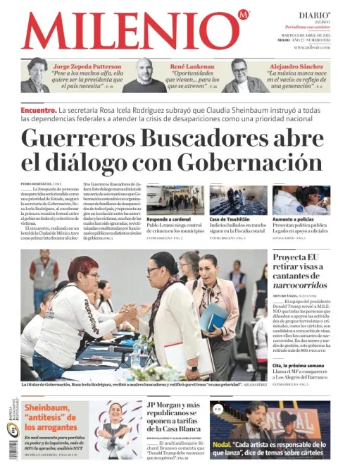 Portada de Milenio Jalisco del martes, 8 de abril de 2025